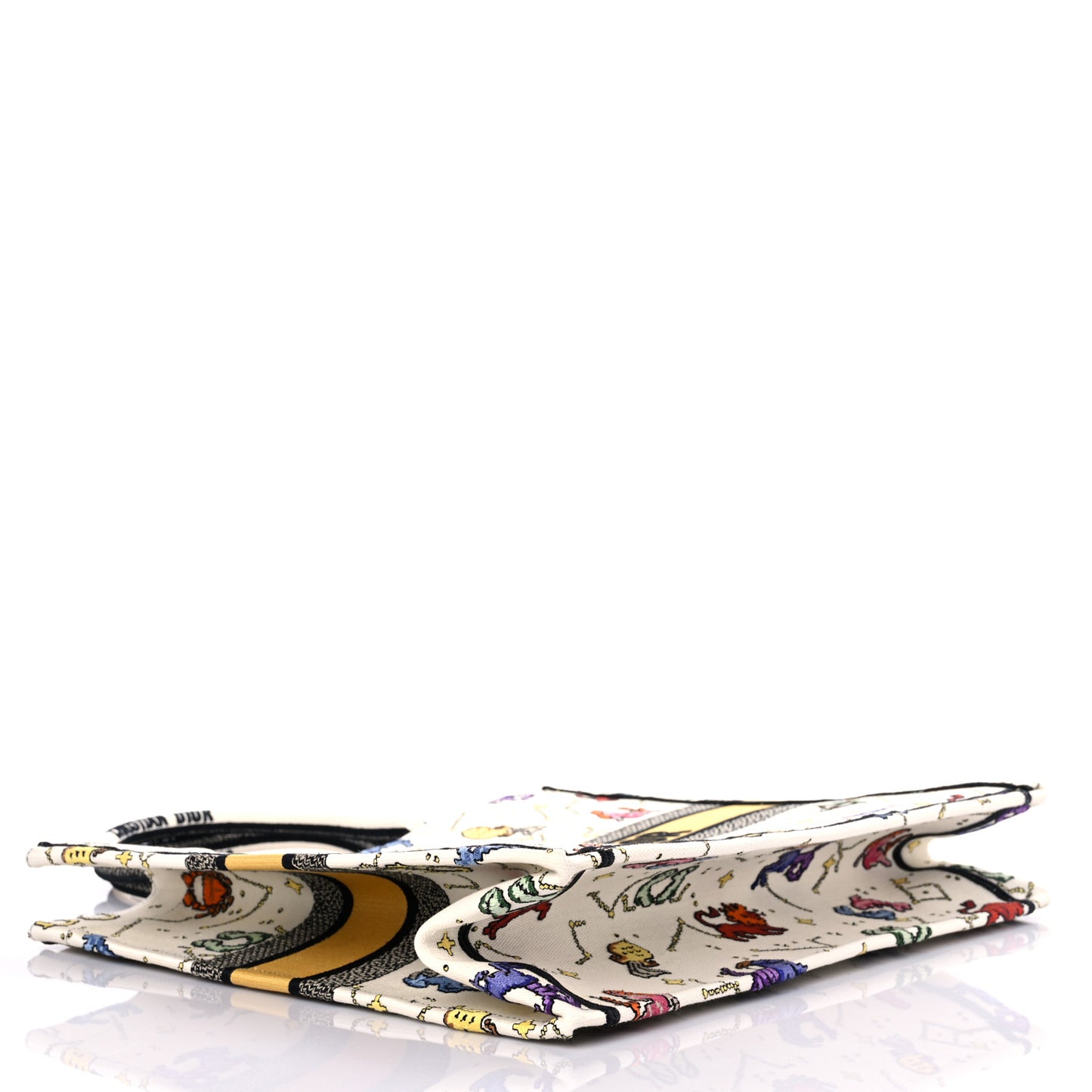 Canvas Embroidered Large Pixel Zodiac Book Tote Latte Multicolor