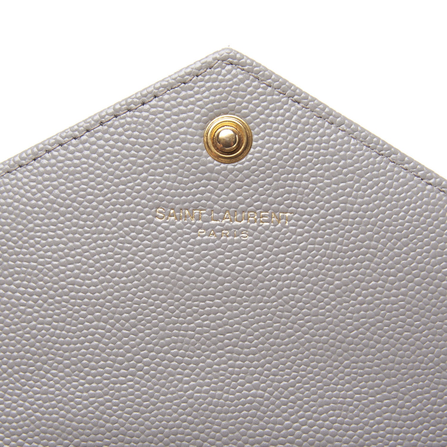 Saint Laurent Grain De Poudre Matelasse Chevron Monogram Envelope Chain Wallet Oyster Grey 7 of 10
