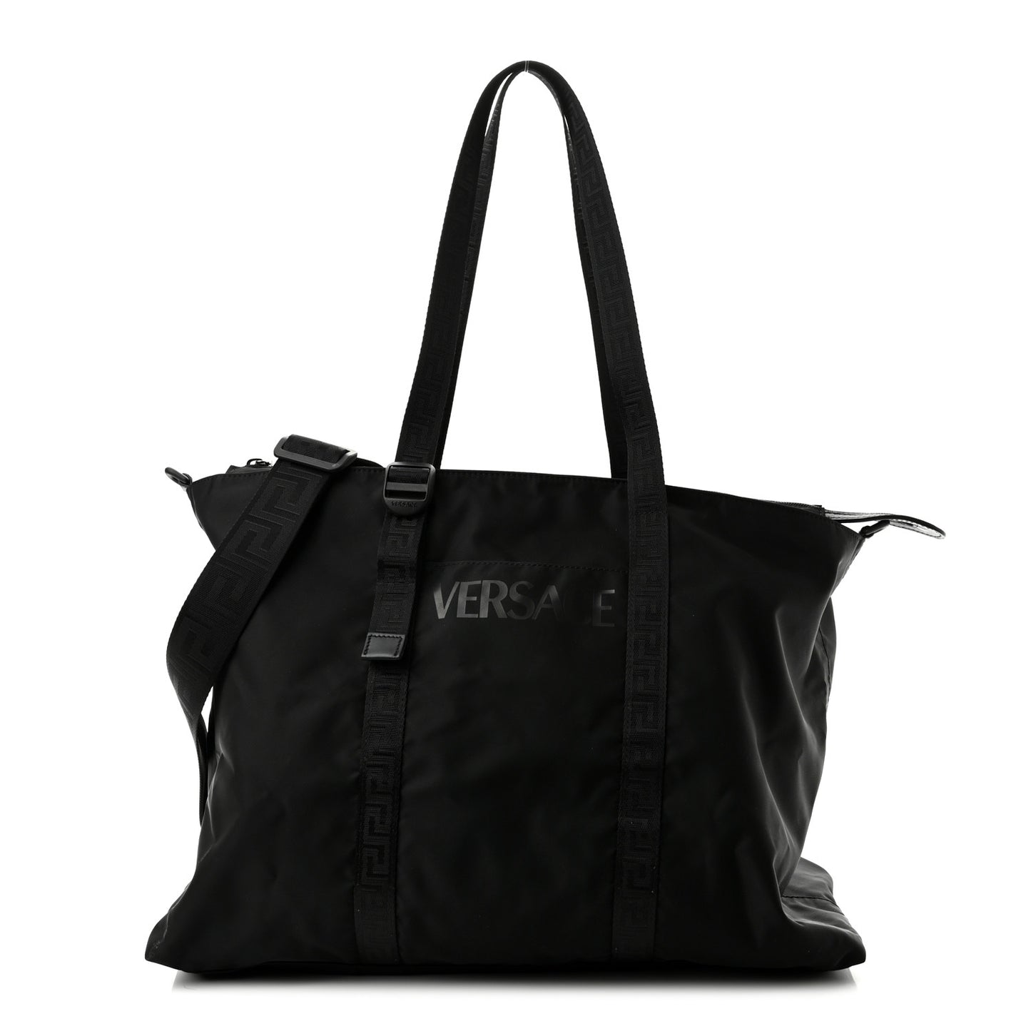 Nylon La Greca Logo Tote Black