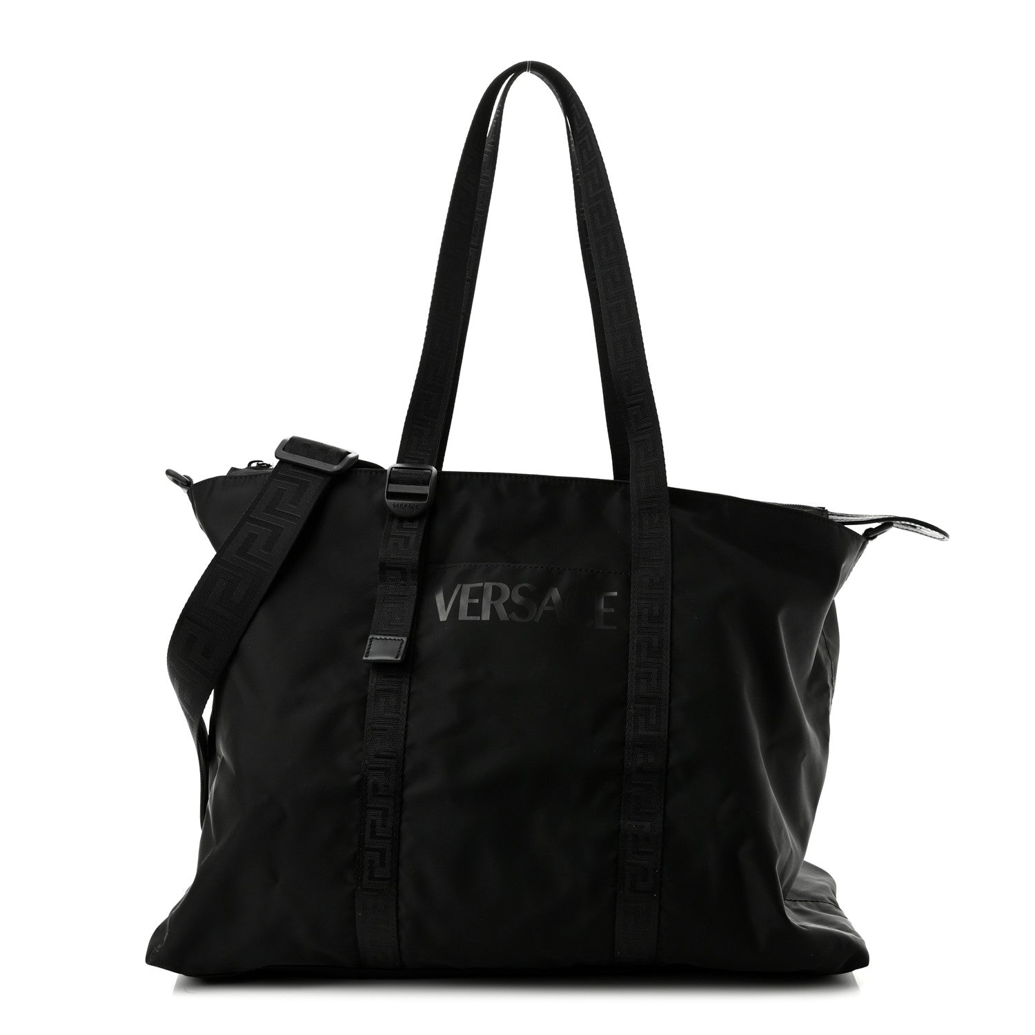 Versace Nylon La Greca Logo Tote Black 1 of 10