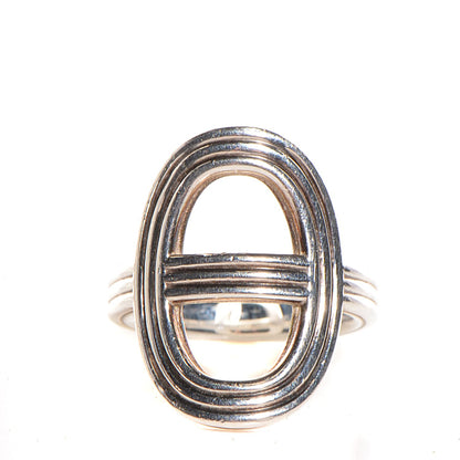 Hermes Sterling Silver Vertical Chaine d'Ancre 24 Ring 50 5.25 1 of 7