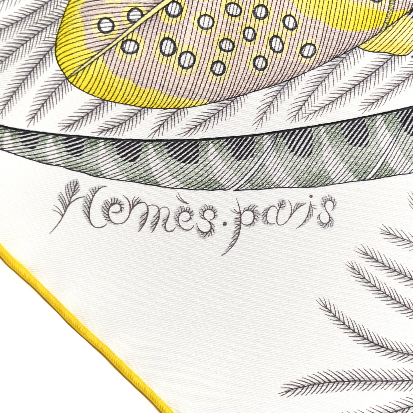 Silk Plumes En Fete Scarf 90 Blanc Jaune Mauve