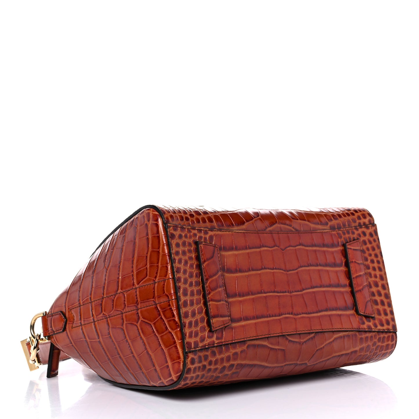 Calfskin Crocodile Embossed Small Antigona Cognac