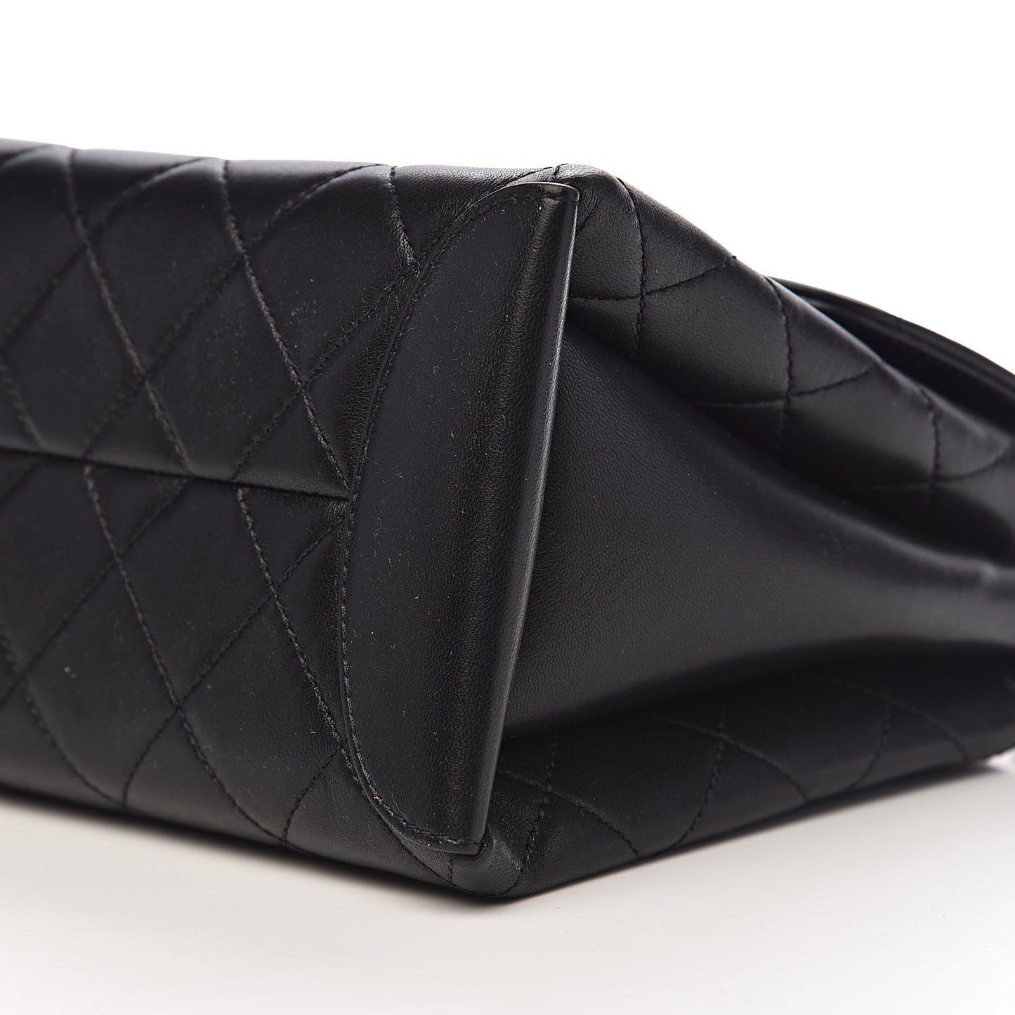 Lambskin Quilted Large Trendy Spirit Top Handle Bag Black