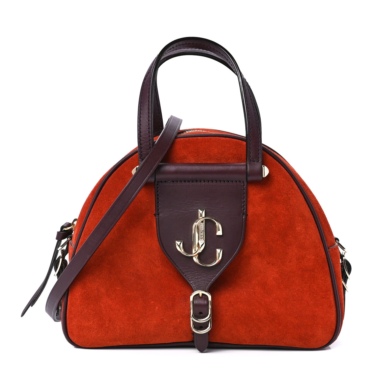 Jimmy Choo Suede Small Varenne Bowling Bag Brown 1 of 11