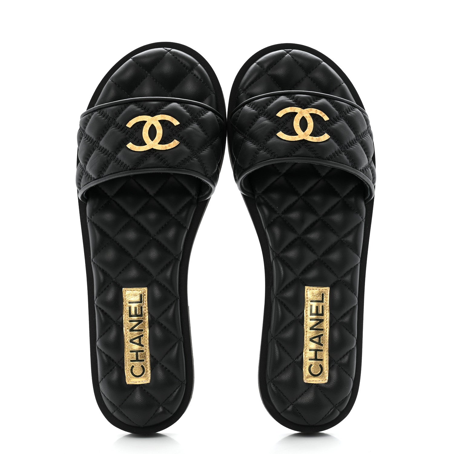 Chanel Lambskin Quilted Textured CC Mules Sandals 39 Black 2 of 12