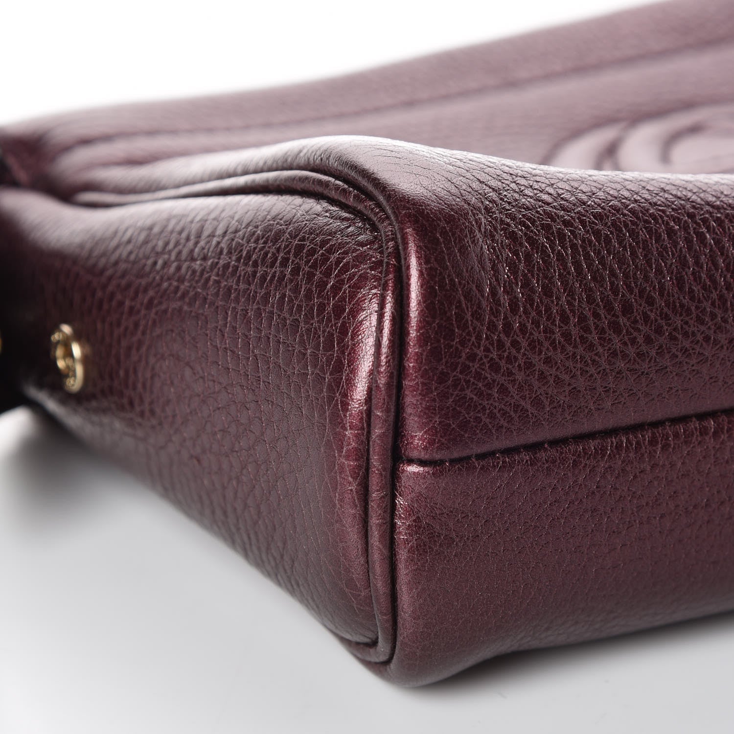 Gucci Metallic Pebbled Calfskin Soho Cosmetic Case Burgundy 9 of 10