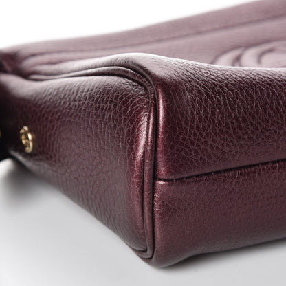 Gucci Metallic Pebbled Calfskin Soho Cosmetic Case Burgundy 9 of 10