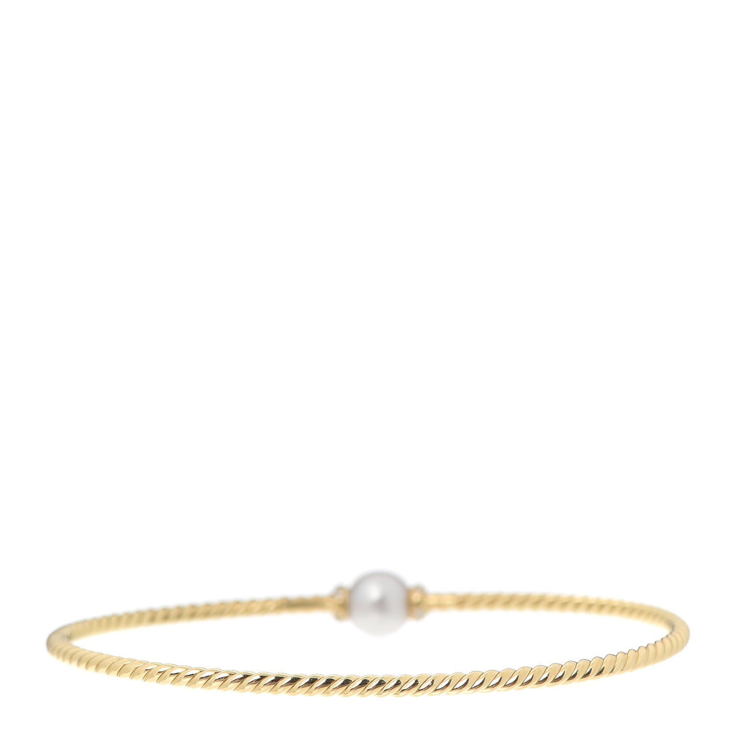David Yurman 18K Yellow Gold Diamond Pearl 7mm Solari Station Bracelet 3 of 5