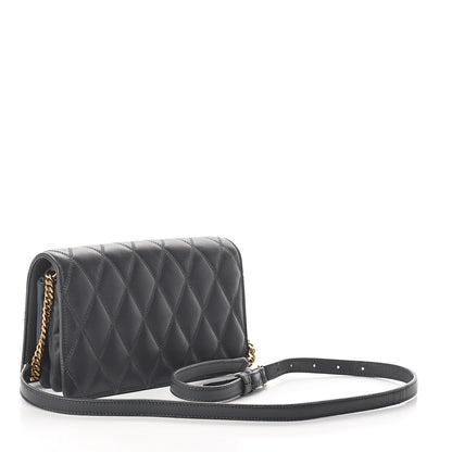 Saint Laurent Lambskin Diamond Quilted Monogram Angie Chain Bag Dark Smog 2 of 8