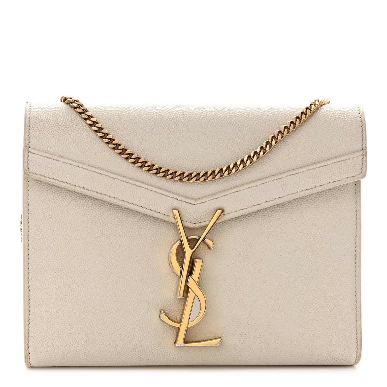 Saint Laurent Grain De Poudre Monogram Cassandra Chain Wallet Crema Soft 1 of 11