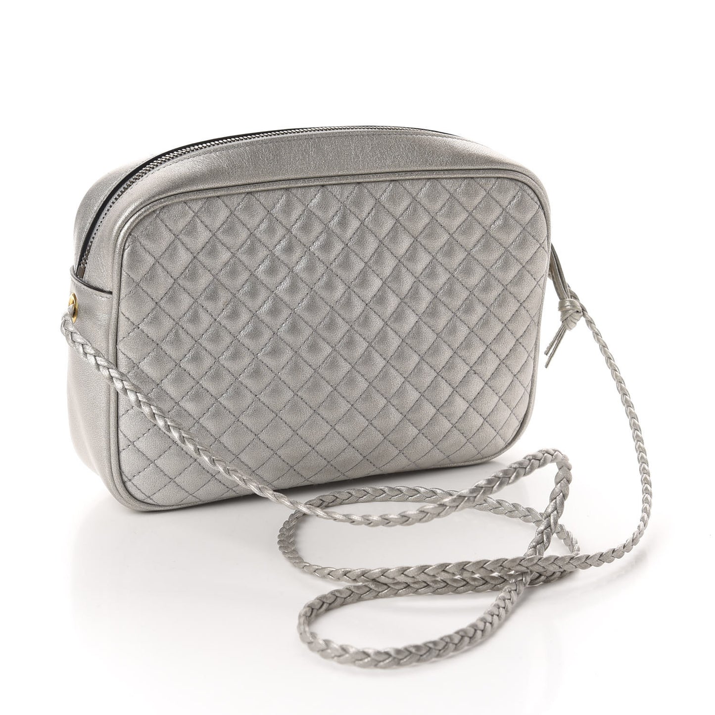 Laminated Nappa Web Trapuntata Small GG Shoulder Bag Argento