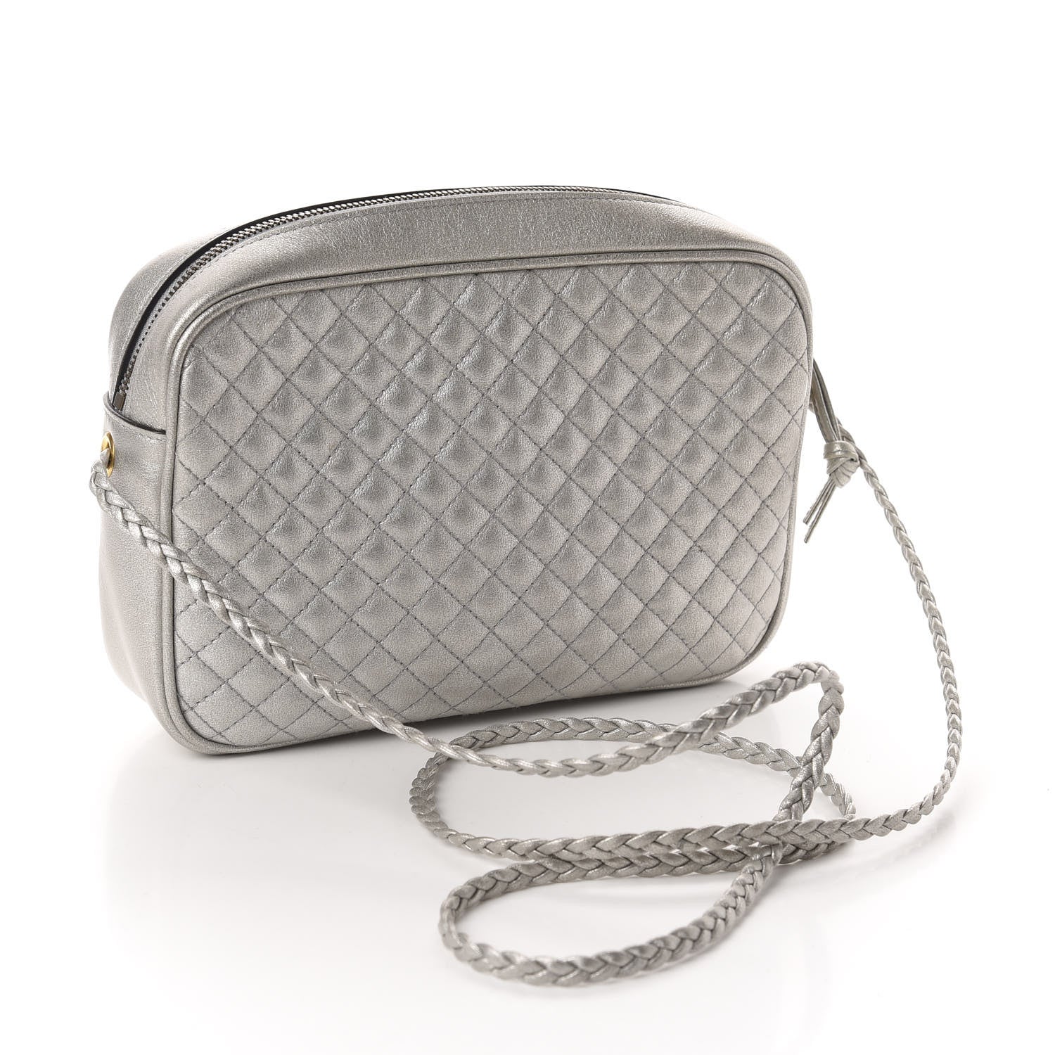 Gucci Laminated Nappa Web Trapuntata Small GG Shoulder Bag Argento 3 of 12