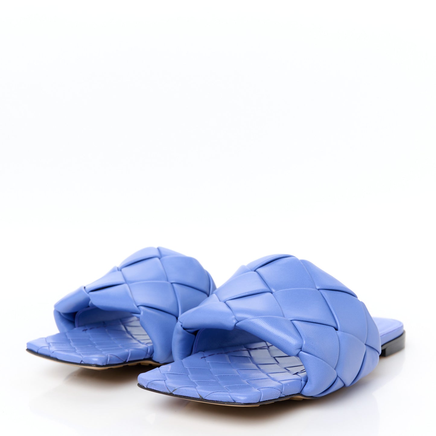 Nappa Maxi Intrecciato Lido Flat Sandals 39 Indigo