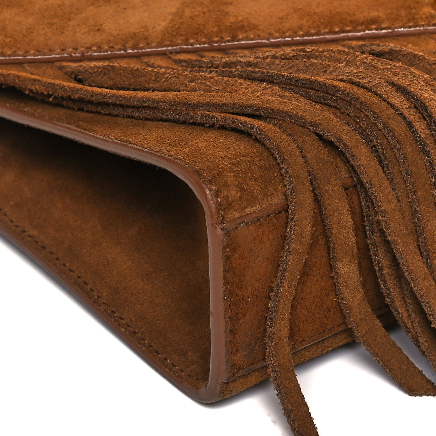 Saint Laurent Suede Fringe Small Monogram Satchel Light Ocre 9 of 10