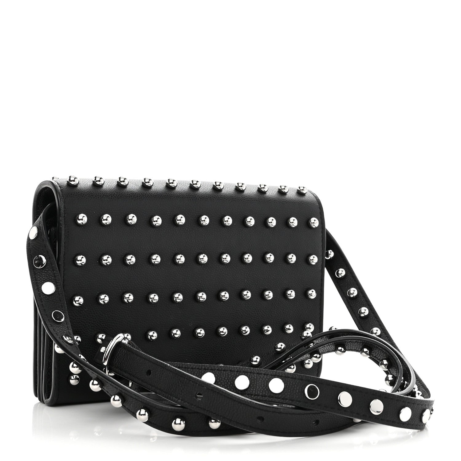 Alexander Wang Calfskin Studded Prisma Double Biker Crossbody Bag Black 3 of 10