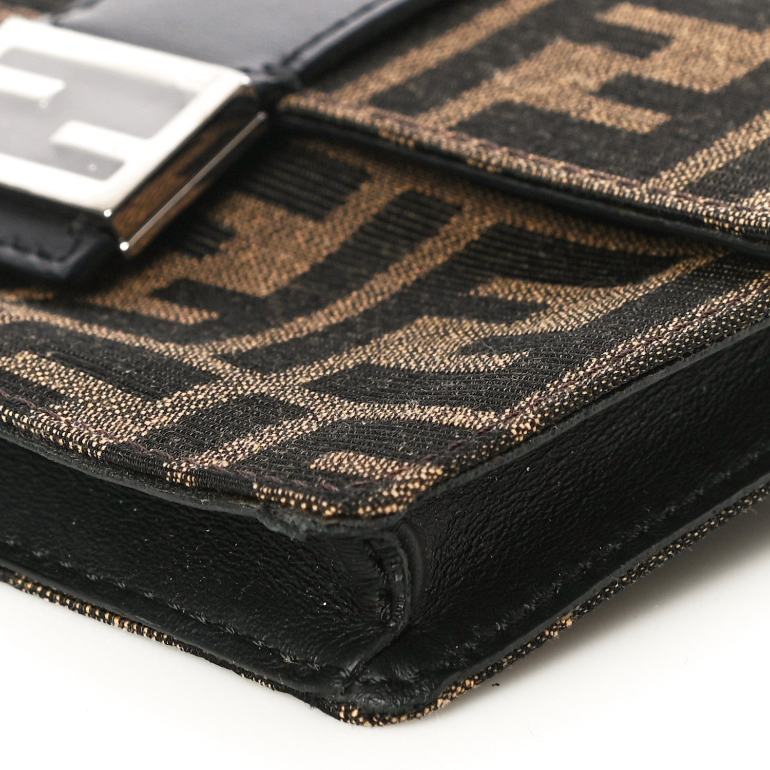 Fendi Recycled Fabric Jacquard Vitello Grace FF 1974 Baguette Belt Pouch Tobacco Moro Black 11 of 11