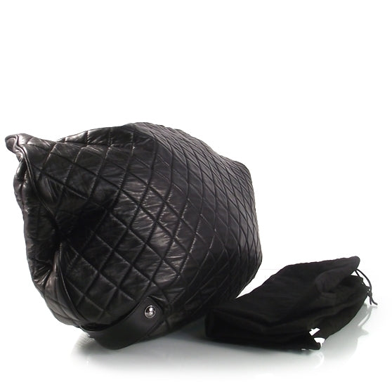 Lambskin Chain Mail Hobo Black