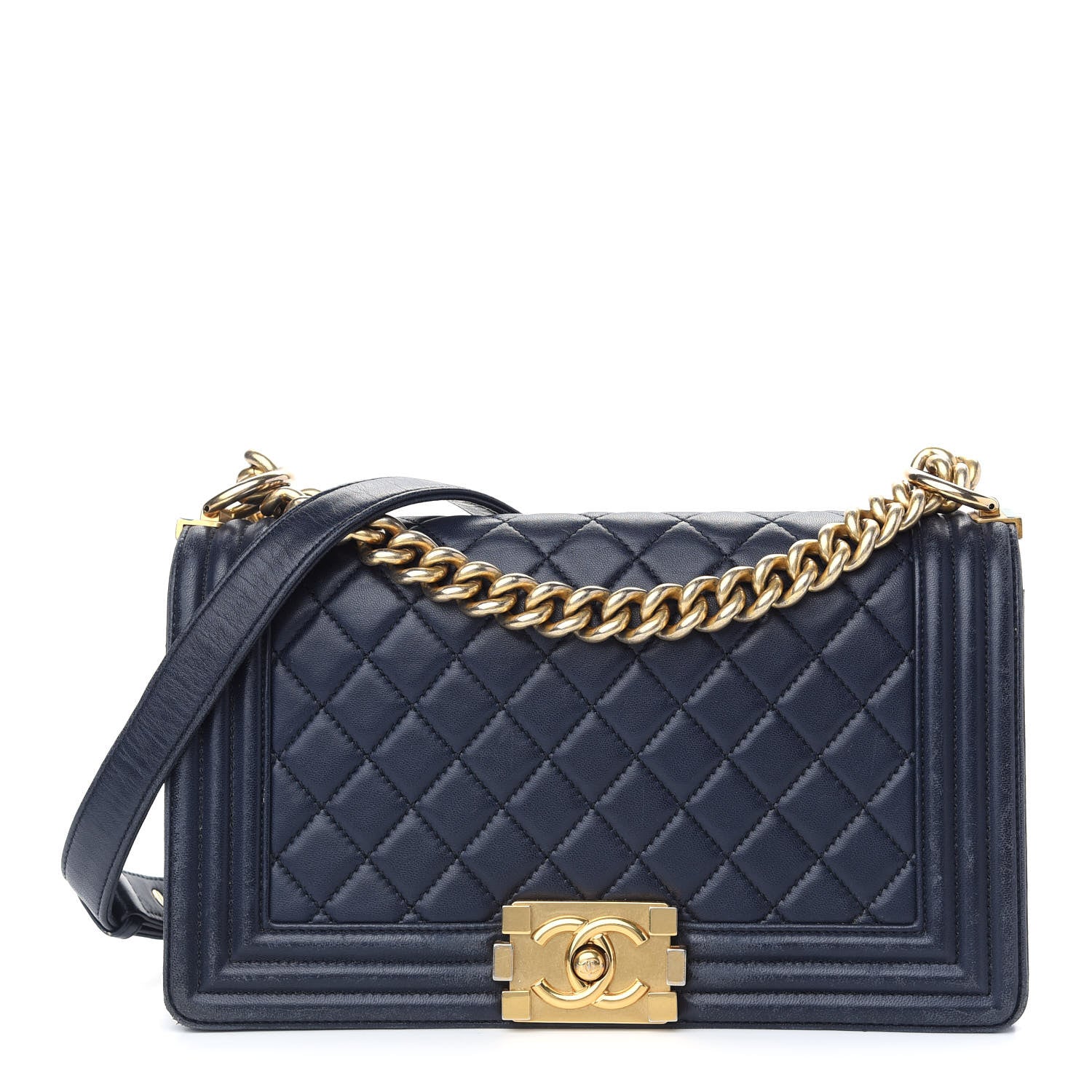 Chanel Lambskin Quilted Medium Boy Flap Dark Navy 1 of 11