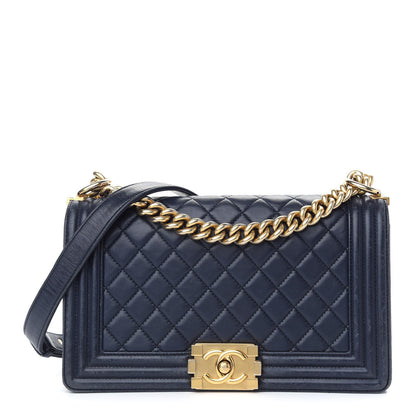 Chanel Lambskin Quilted Medium Boy Flap Dark Navy 1 of 11