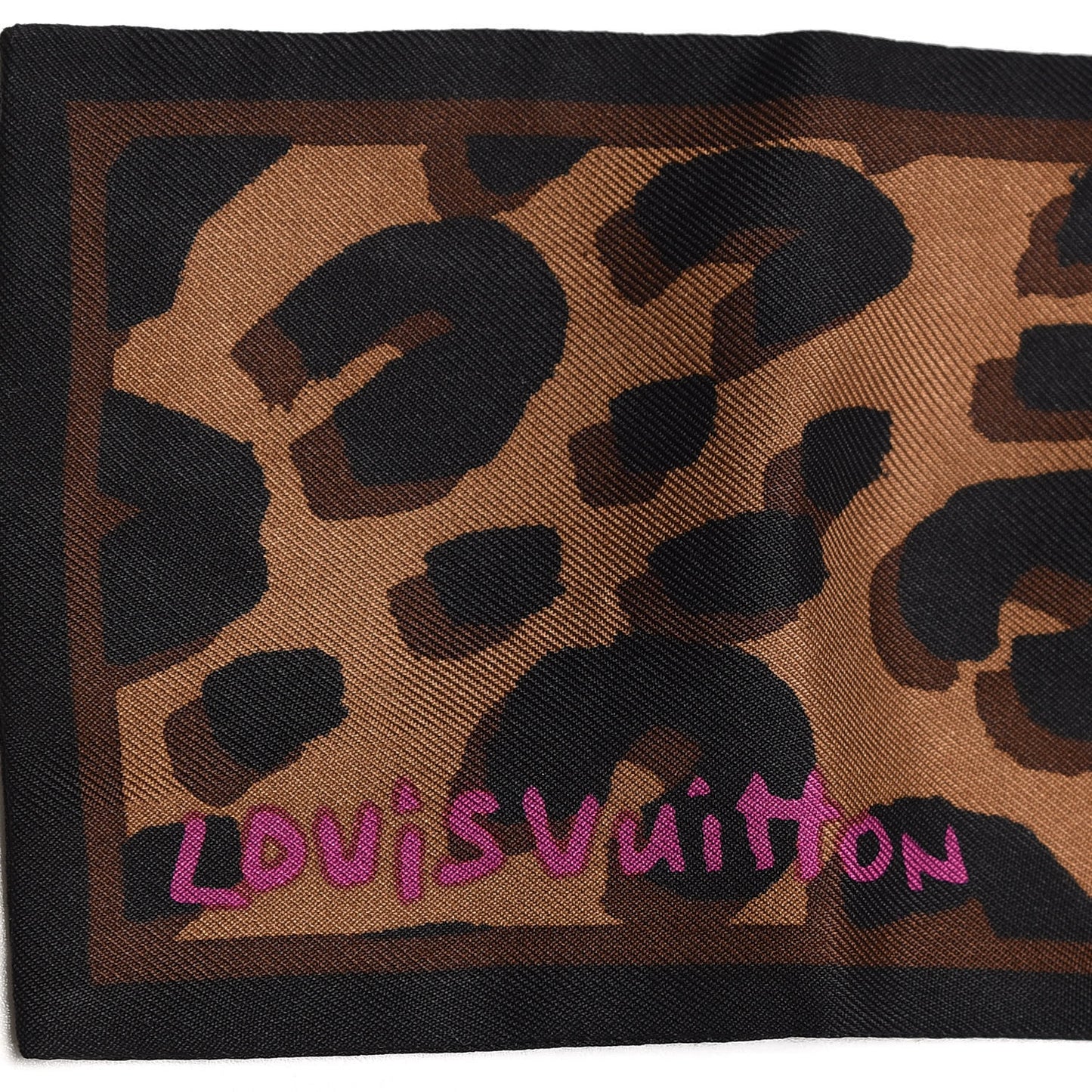 Silk Leopard Bandeau Scarf Marron