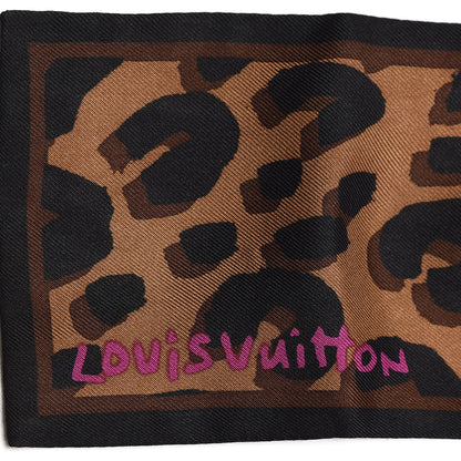 Louis Vuitton Silk Leopard Bandeau Scarf Marron 4 of 5