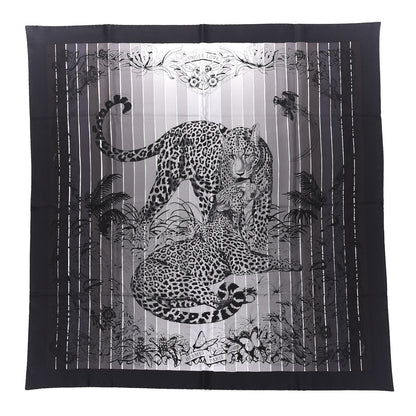 Hermes Silk Jungle Love Rainbow Scarf 90 Black Gris White 1 of 6
