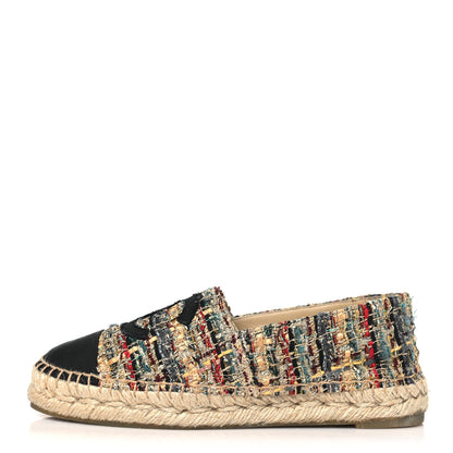 Chanel Tweed Grosgrain CC Espadrilles 36 Multicolor Black 1 of 9
