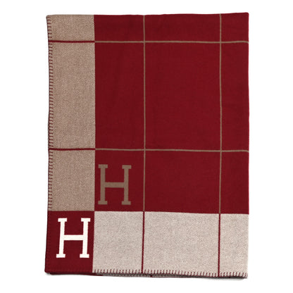 Hermes Wool Cashmere Avalon Blanket Ecru Rouge H 1 of 4