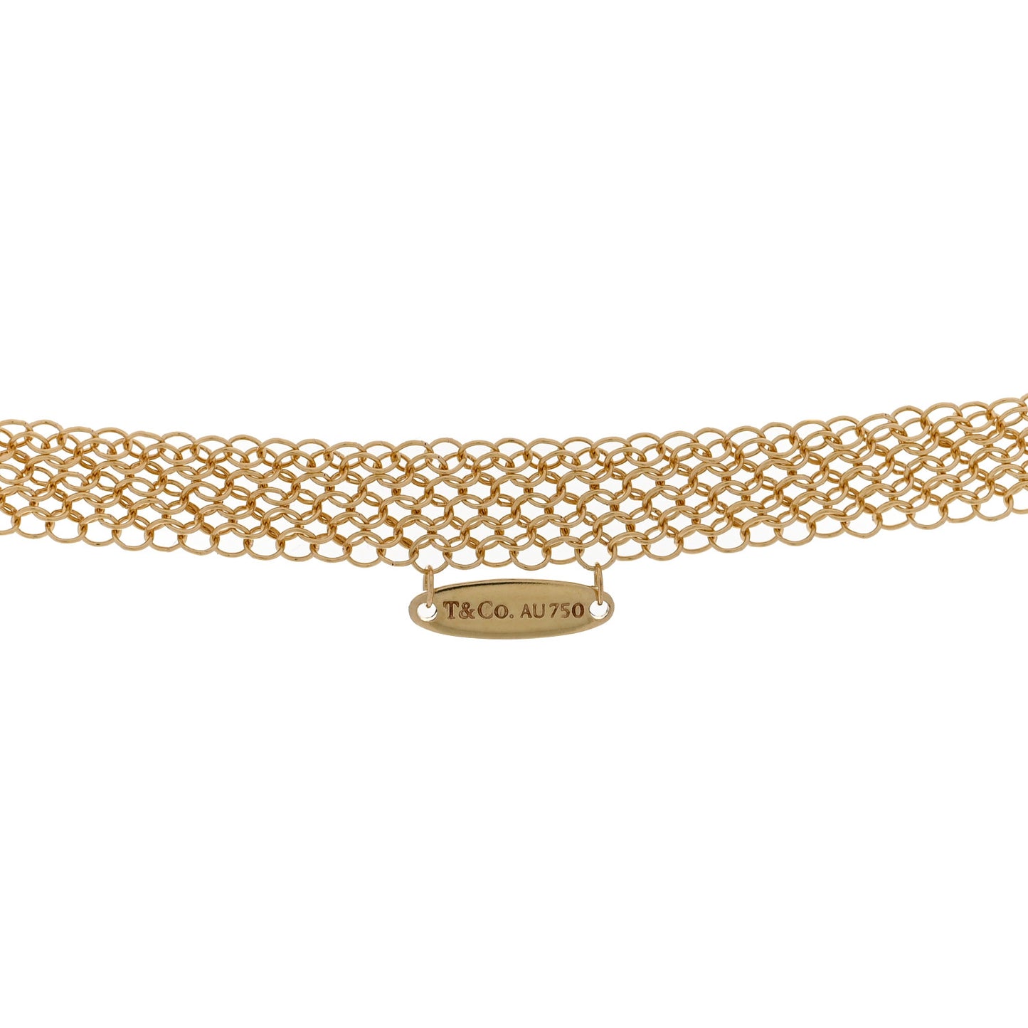 18K Yellow Gold 36mm Elsa Peretti Open Heart Mesh Necklace