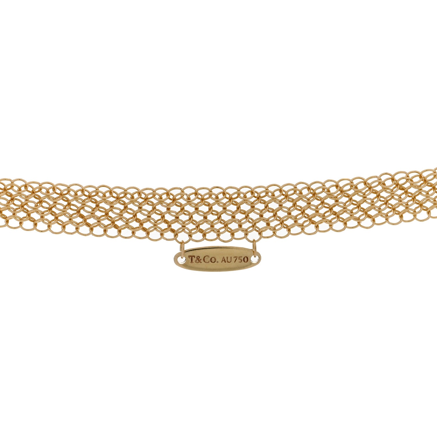Tiffany 18K Yellow Gold 36mm Elsa Peretti Open Heart Mesh Necklace 4 of 4