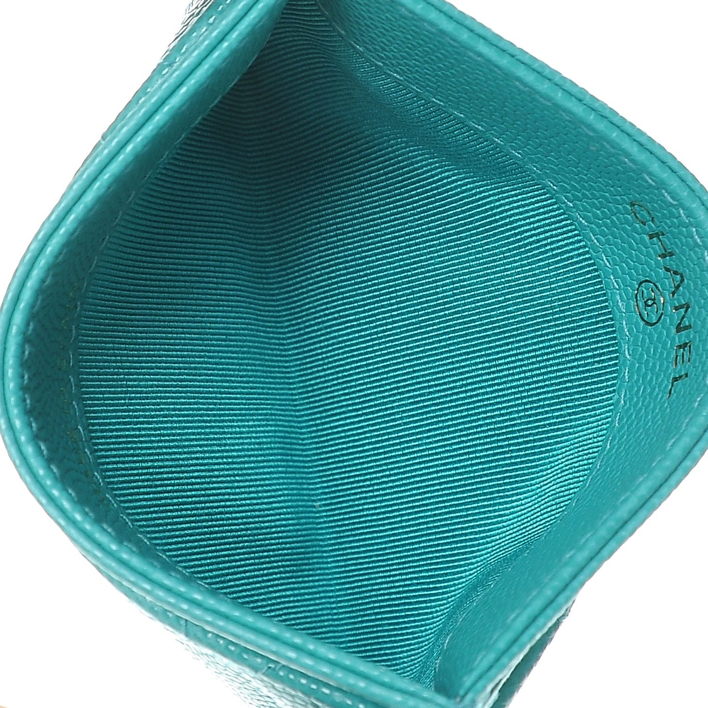 Caviar Quilted Card Holder Turquoise