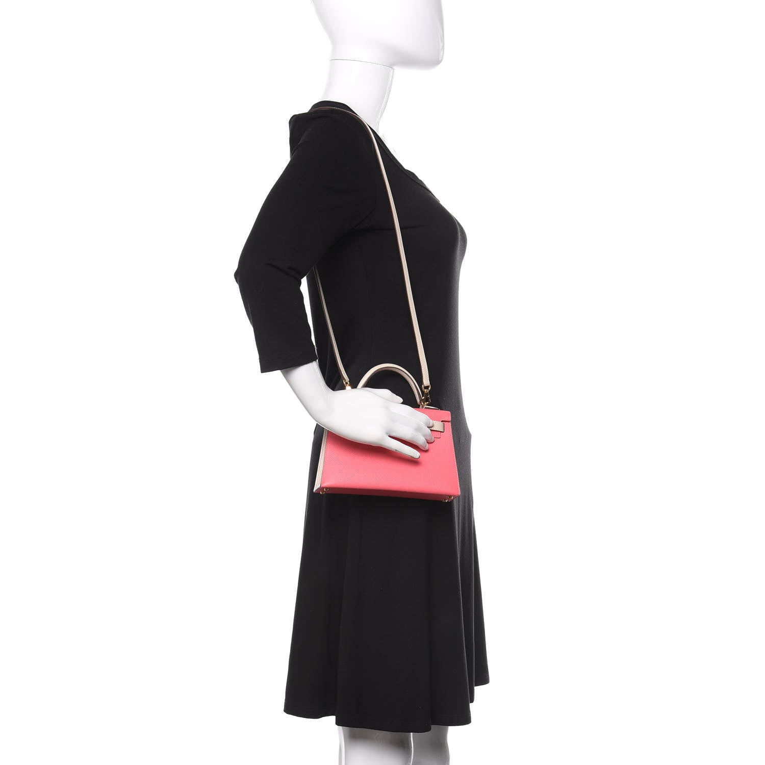 Hermes Epsom Horseshoe Mini Kelly Sellier 20 Rose Azalee Craie 2 of 12