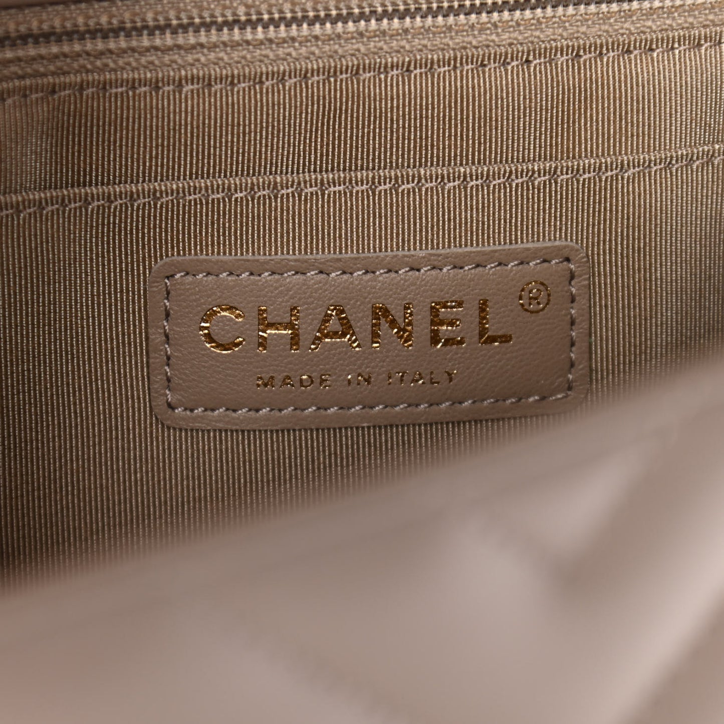 Calfskin Chevron Quilted Large Statement Flap Beige