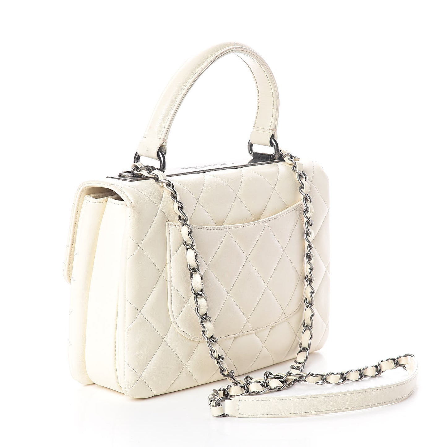 Lambskin Quilted Small Trendy CC Dual Handle Flap Bag White