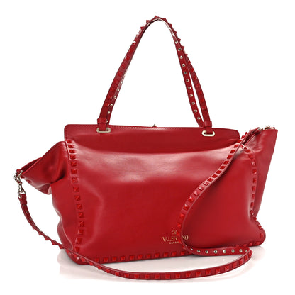 Valentino Garavani Vitello Monochrome Small Rockstud All Over Tote Rosso Valentino 2 of 9