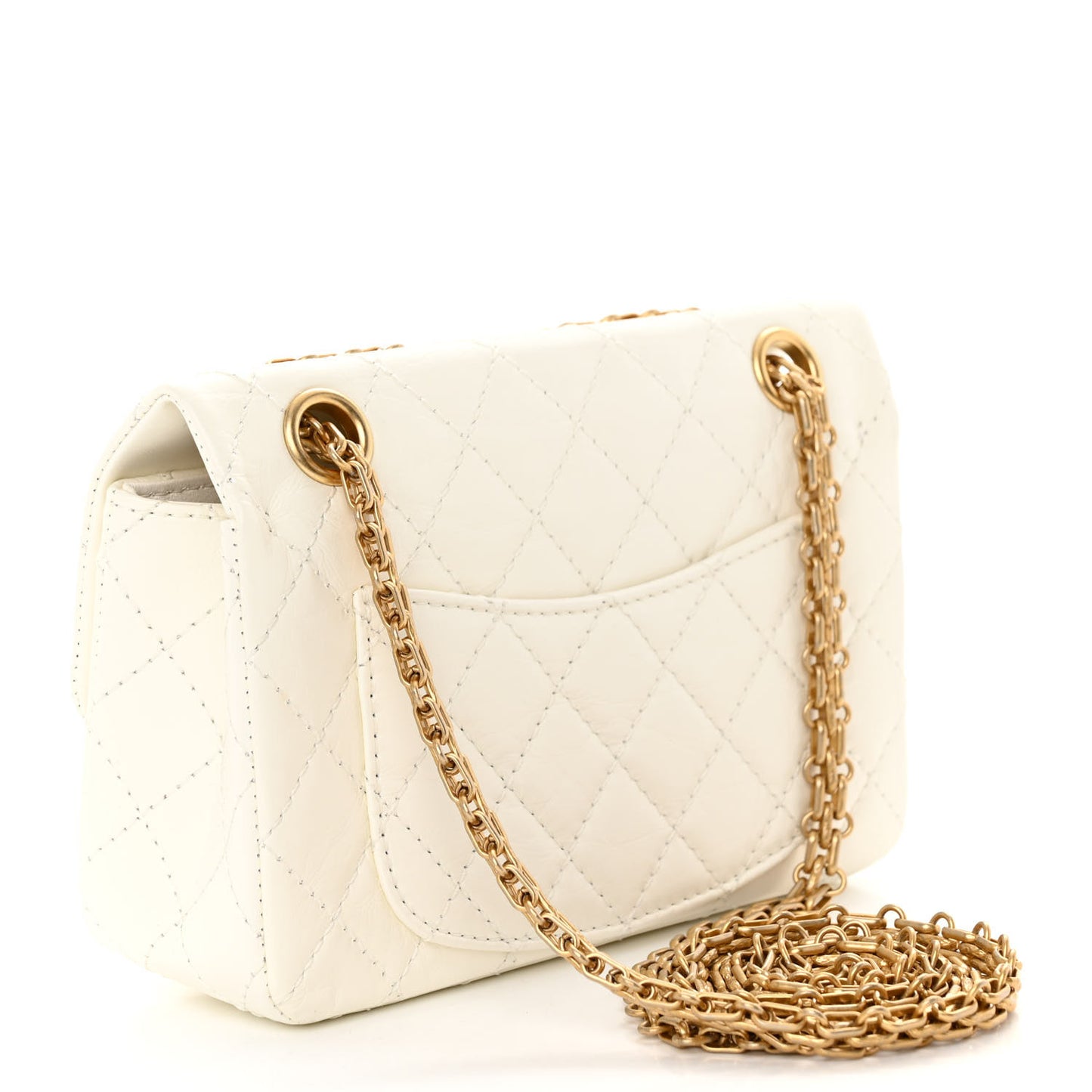 Aged Calfskin Quilted 2.55 Reissue Mini Flap White
