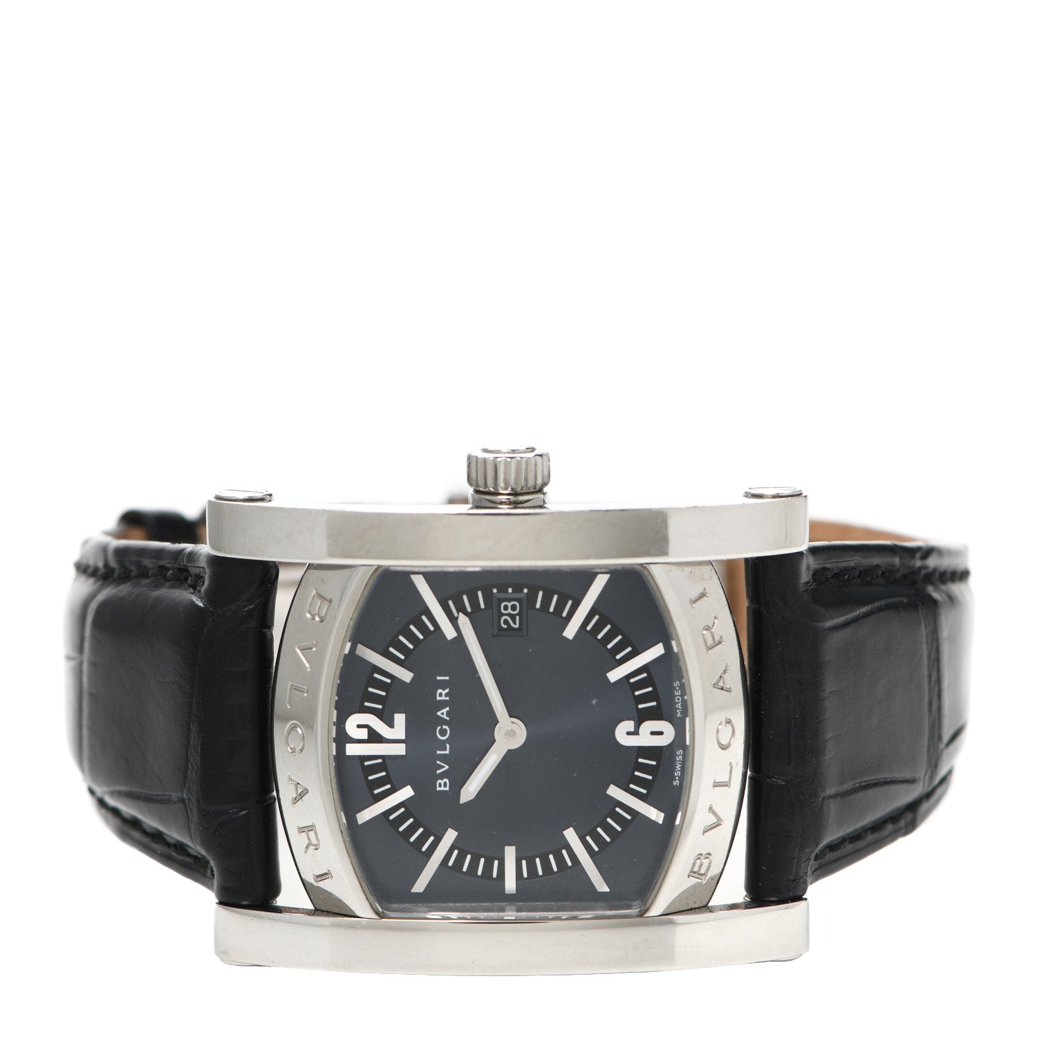 Bulgari Stainless Steel Alligator 29mm Assioma Quartz Watch Black 2 of 7