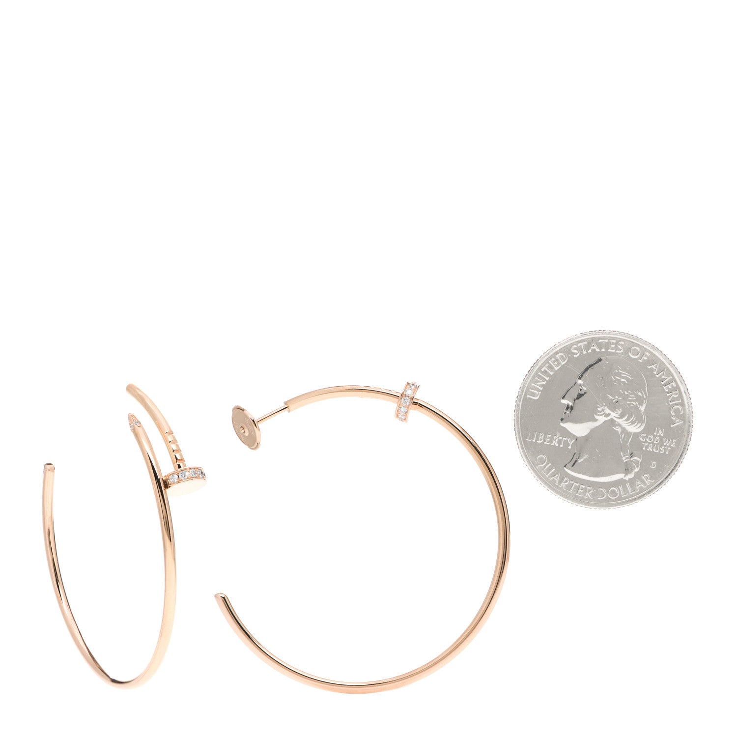 Cartier 18K Pink Gold Diamond Juste Un Clou Hoop Earrings 2 of 5
