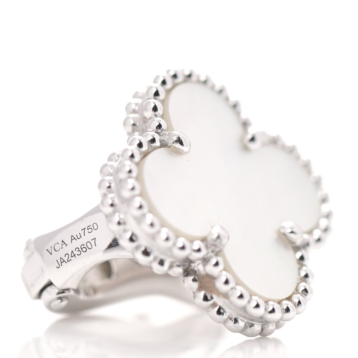 18K White Gold Mother of Pearl Vintage Alhambra Earrings
