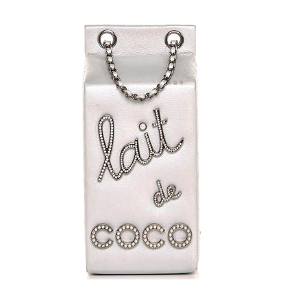 Chanel Metallic Goatskin Lait de Coco Milk Carton Bag Silver 1 of 6