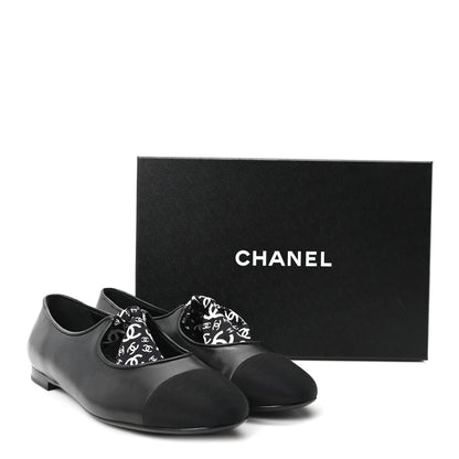 Chanel Lambskin Grosgrain Silk CC Mary Jane Flats 40 Black White 9 of 9