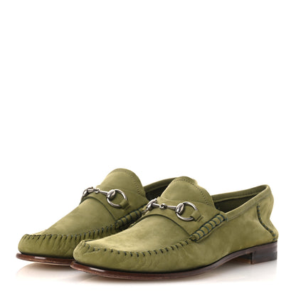 Gucci Nubuck Womens Horsebit Loafers 37 Herbs Light Green 4 of 12