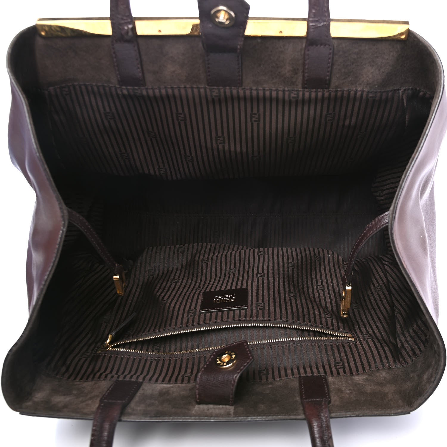 Fendi Vitello Elite Flamingo Large 2Jours Tote Moro Marrone Nocciola 4 of 5