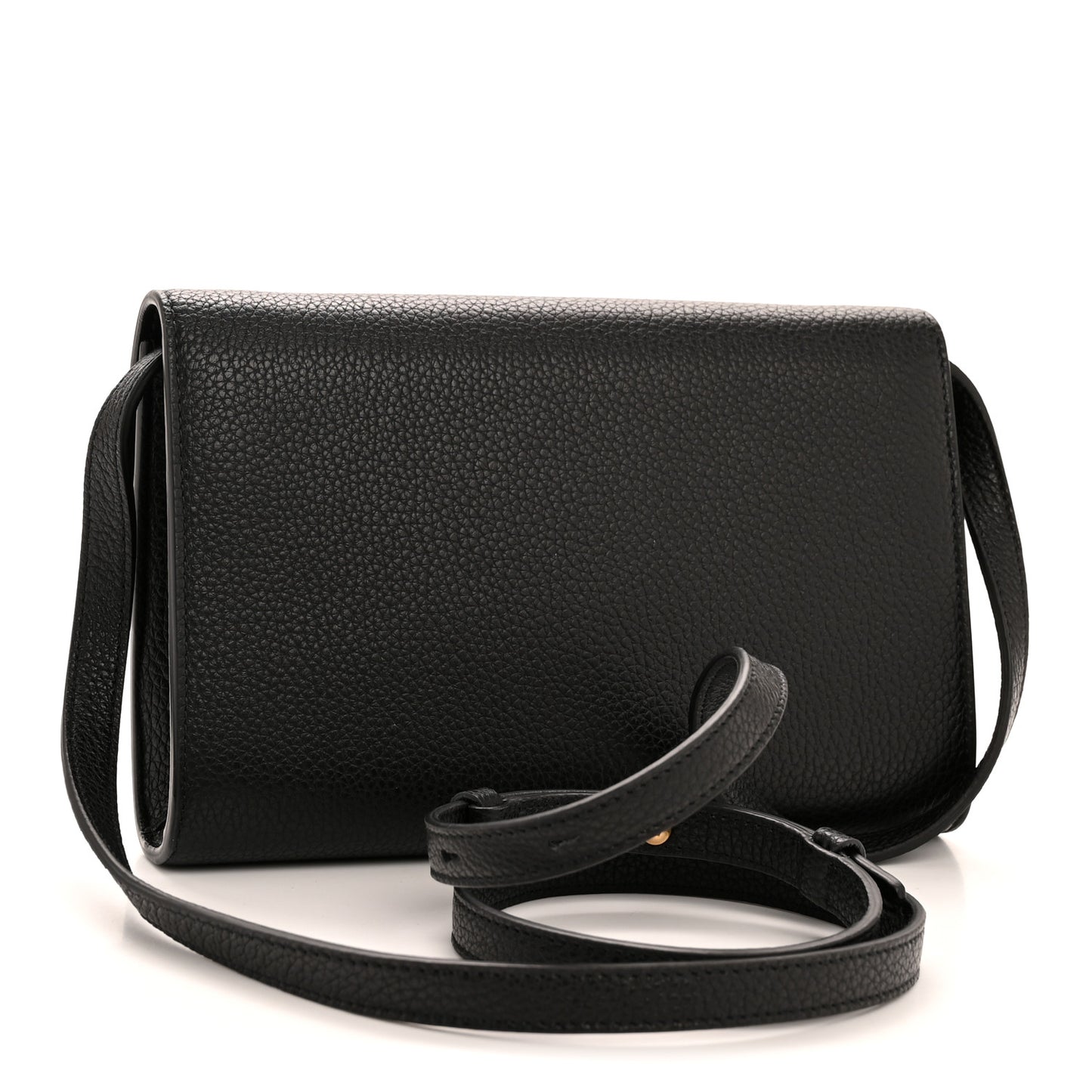 Grained Calfskin Gancini Crossbody Flap Black