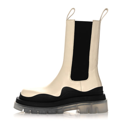 Bottega Veneta Calfskin The Tire Chelsea Boots 37 Wax Black Transparent 1 of 14