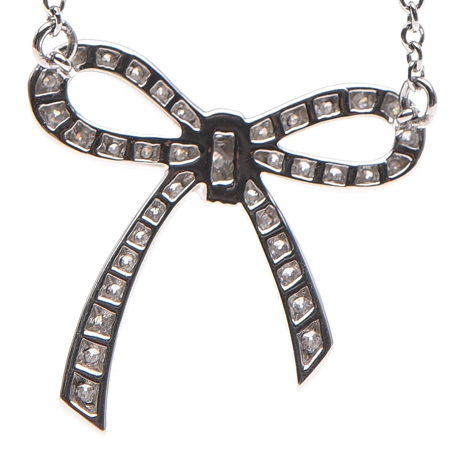 Tiffany Platinum Diamond Mini Bow Pendant Necklace 4 of 8