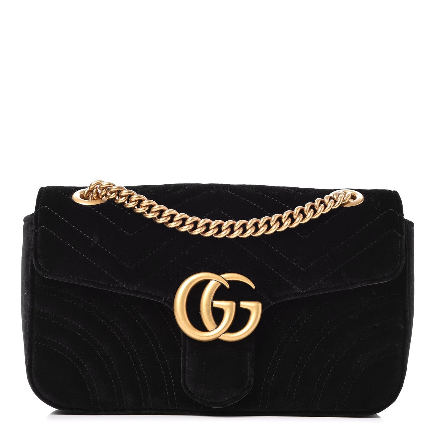 Velvet Matelasse Small GG Marmont Shoulder Bag Black