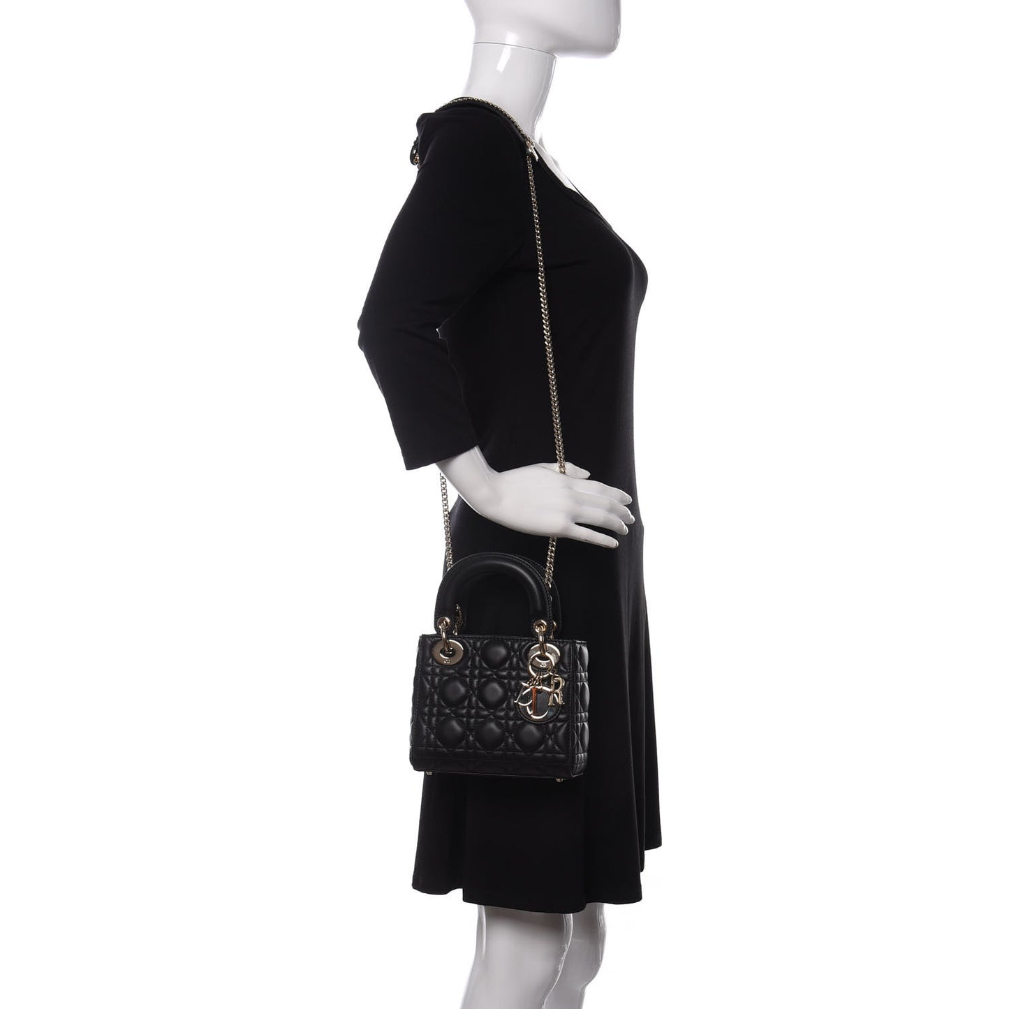 Lambskin Cannage Mini Lady Dior Black