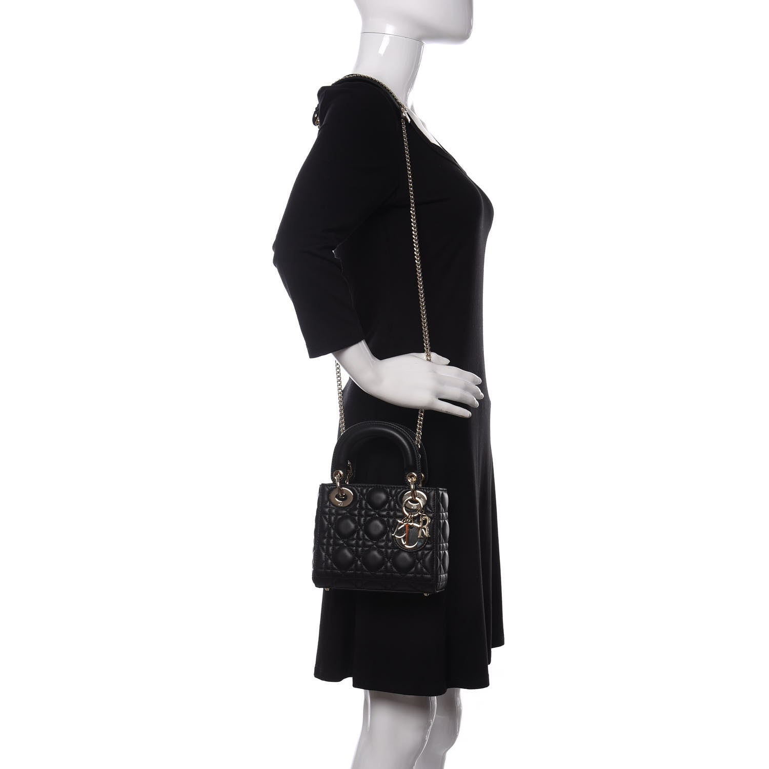 Christian Dior Lambskin Cannage Mini Lady Dior Black 2 of 10